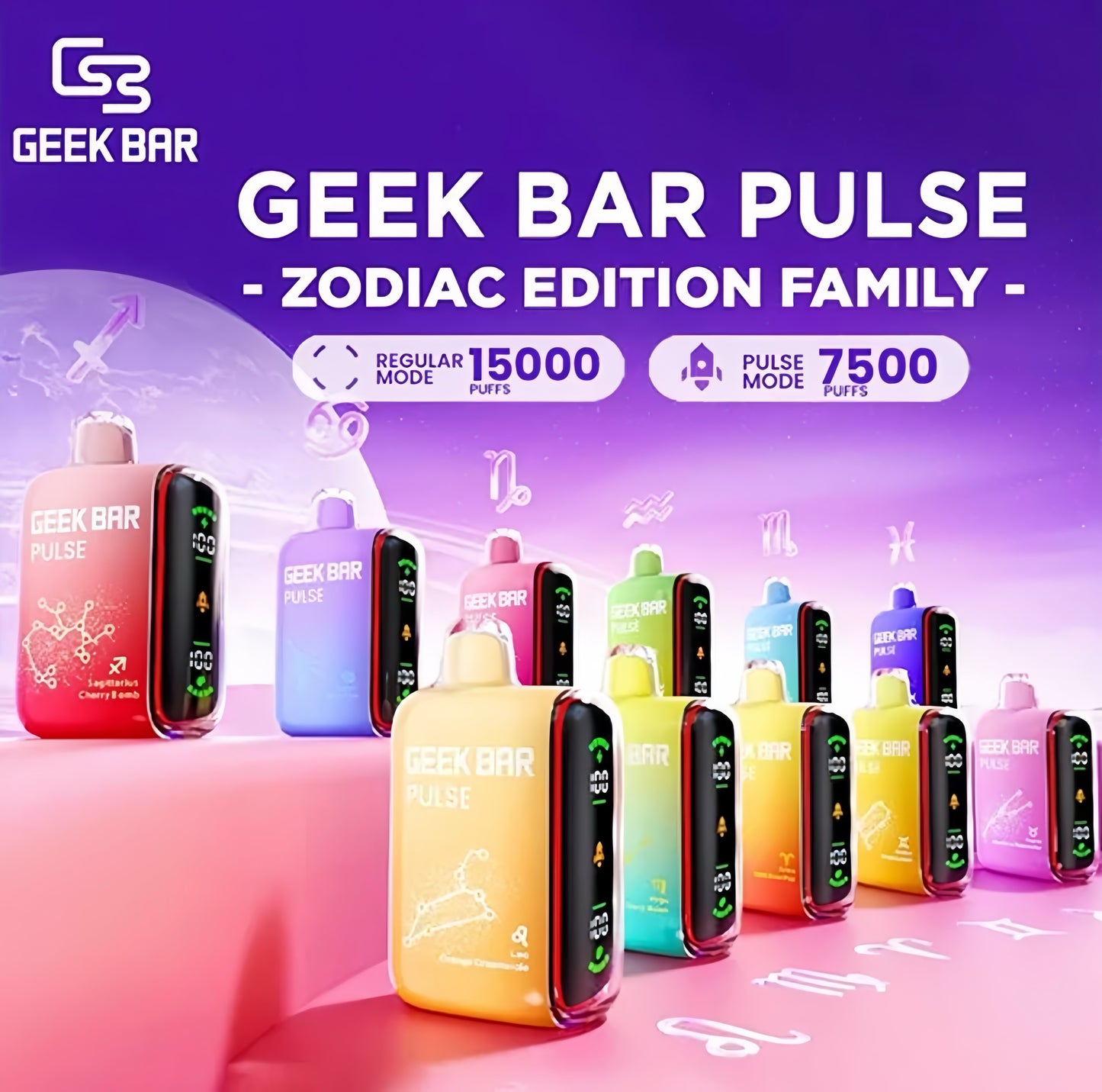Geek Bar Pulse 小火箭電子煙 15000口｜雙網芯大容量一次性電子煙｜智慧螢幕顯示可充電款-VAKA糖果雲煙館